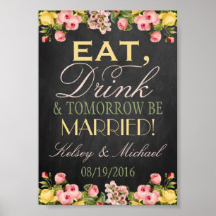 Panneau de bienvenue de mariage à tableau noir flo