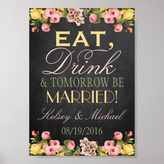 Panneau de bienvenue de mariage à tableau noir flo (Devant)