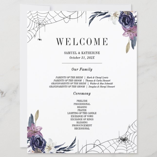 Panneau de bienvenue de mariage à thème Halloween  (Devant)