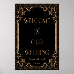 Panneau de bienvenue de mariage Art Déco Gatsby le