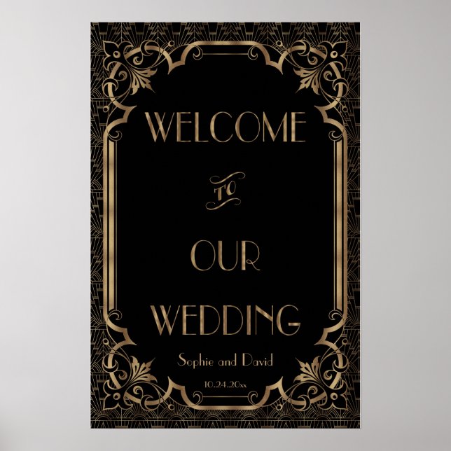 Panneau de bienvenue de mariage Art Déco Gatsby le (Devant)