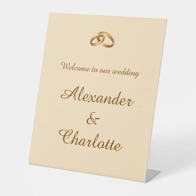 Panneau de bienvenue de mariage au monogramme doré (Recto)