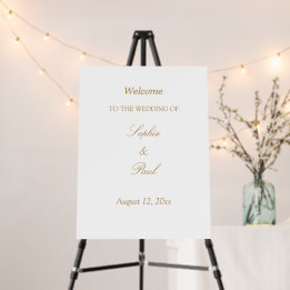 Panneau de bienvenue de mariage beige doré blanc