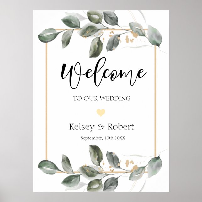 Panneau de bienvenue de mariage de verdure Affiche (Devant)