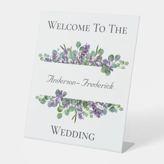 Panneau de bienvenue de mariage élégant à la lavan (Recto)