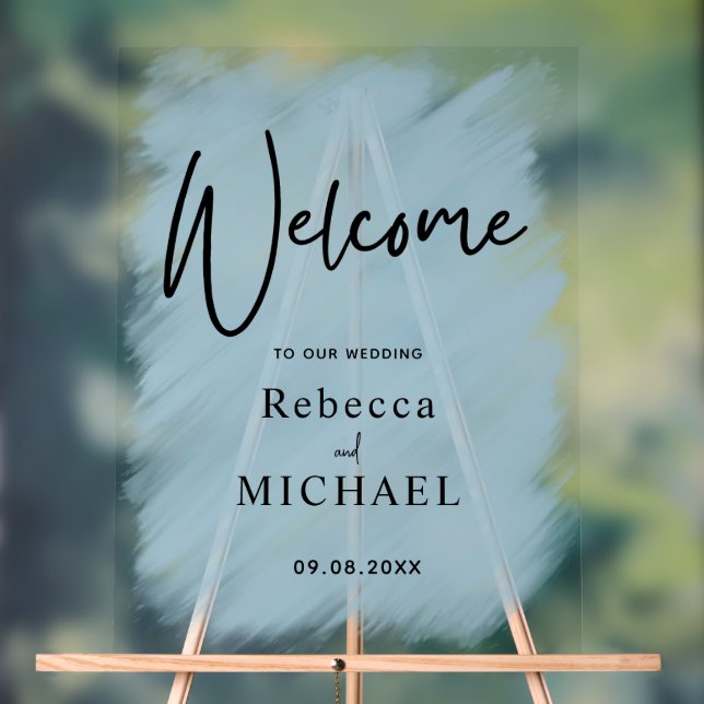 Panneau de bienvenue de mariage en acrylique minim (Neutre)
