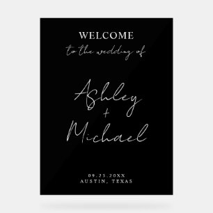 Panneau de bienvenue de mariage en acrylique simpl