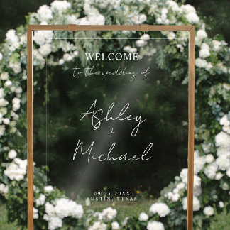 Panneau de bienvenue de mariage en acrylique simpl