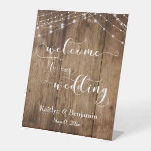 Panneau de bienvenue de mariage en bois brun rusti