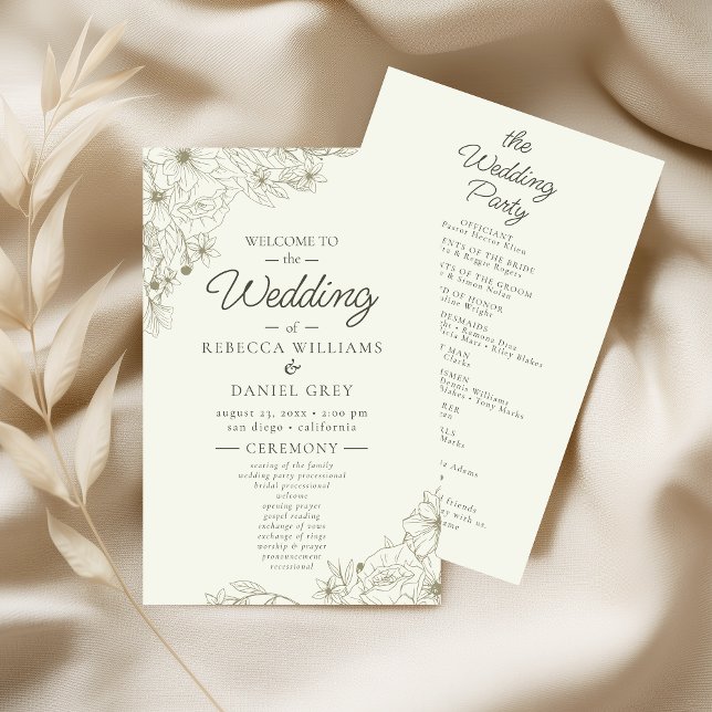 Panneau de bienvenue de mariage floral avec progra (Créateur téléchargé)
