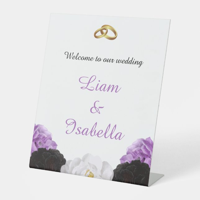 Panneau de bienvenue de mariage floral lavande (Recto)