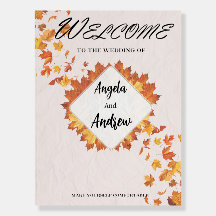 Panneau de bienvenue de mariage inspiré de l'autom