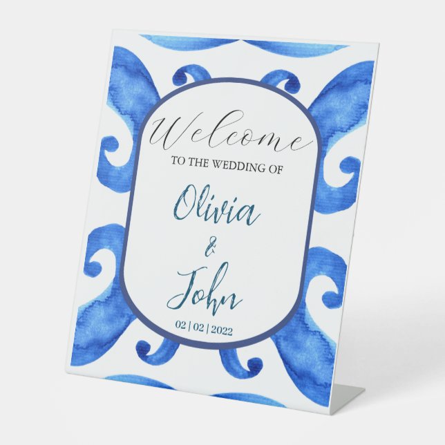 Panneau de bienvenue de mariage méditerranéen en c (Recto)