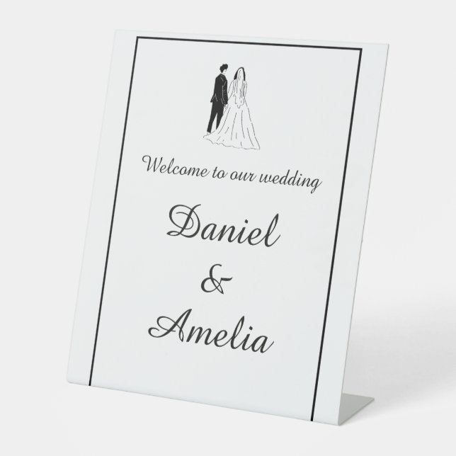 Panneau de bienvenue de mariage minimal noir blanc (Recto)