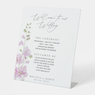 Panneau de bienvenue de mariage minimaliste à fleu