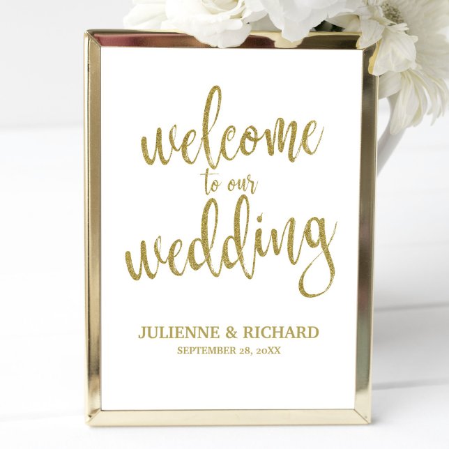 Panneau de Bienvenue de Mariage Or Bon Marché (Créateur téléchargé)