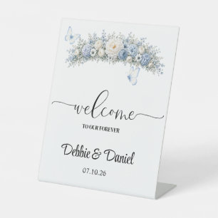 Panneau de bienvenue de mariage sur piédestal