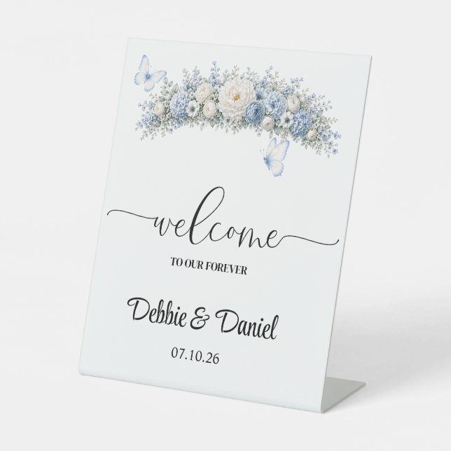 Panneau de bienvenue de mariage sur piédestal (Recto)