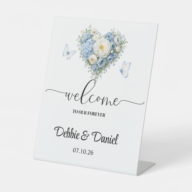 Panneau de bienvenue de mariage sur piédestal (Recto)