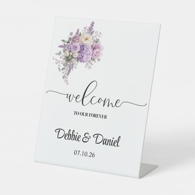 Panneau de bienvenue de mariage sur piédestal (Recto)