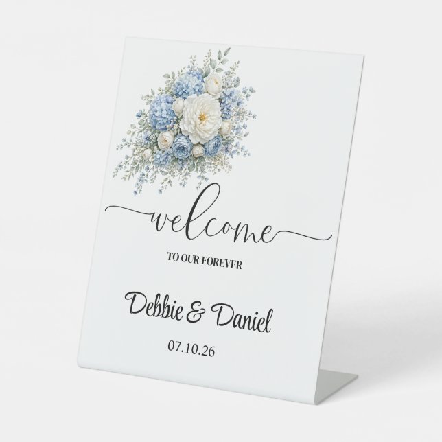 Panneau de bienvenue de mariage sur piédestal (Recto)