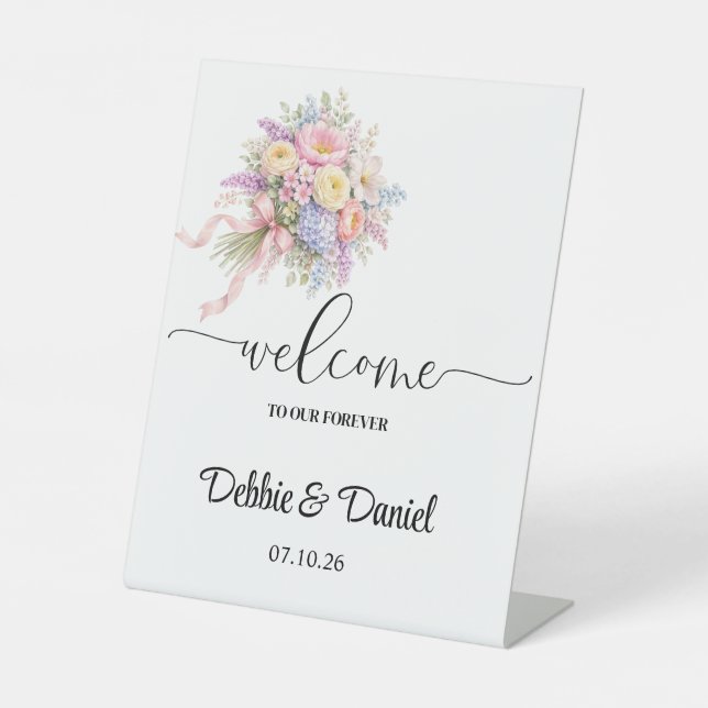 Panneau de bienvenue de mariage sur piédestal (Recto)