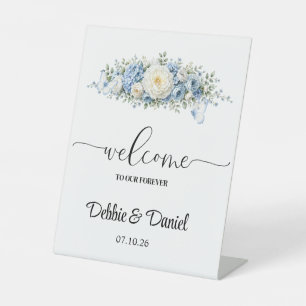 Panneau de bienvenue de mariage sur piédestal