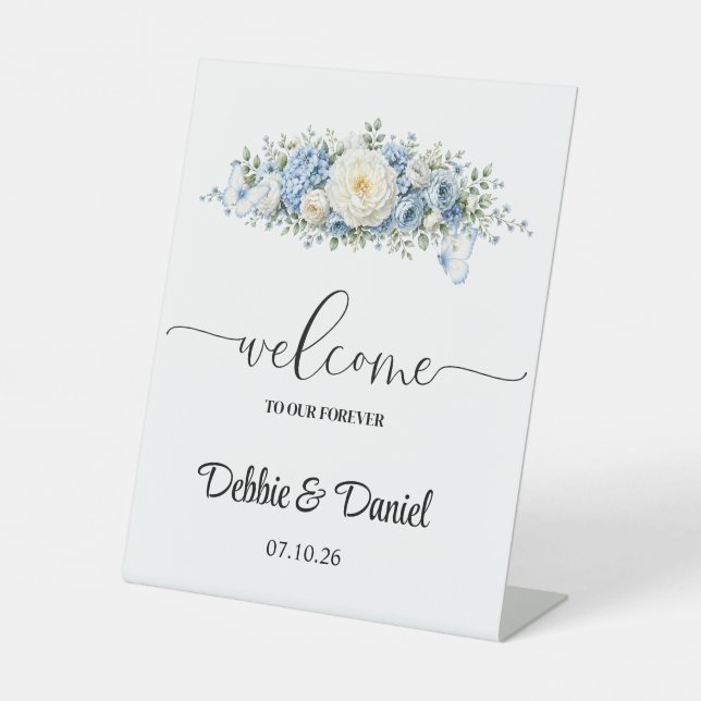 Panneau de bienvenue de mariage sur piédestal (Recto)