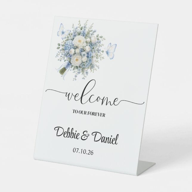 Panneau de bienvenue de mariage sur piédestal (Recto)