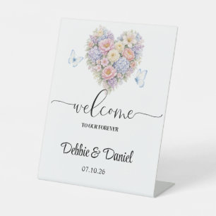 Panneau de bienvenue de mariage sur piédestal