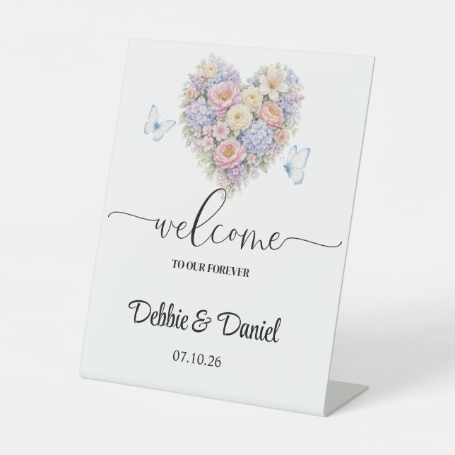 Panneau de bienvenue de mariage sur piédestal (Recto)