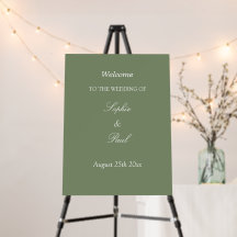 Panneau de bienvenue de mariage vert sauge élégant