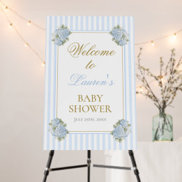 Panneau de bienvenue du Baby shower Blue Hydrangea