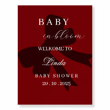 Panneau de bienvenue élégant rouge pour une baby s