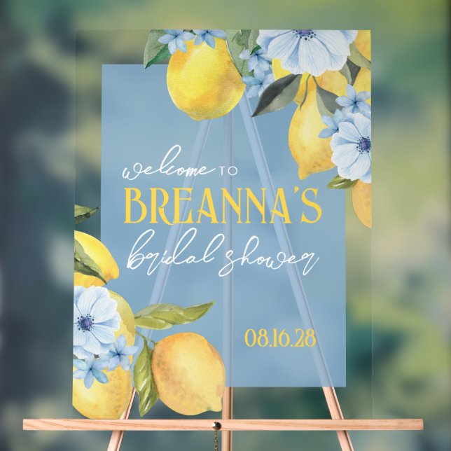 Panneau de bienvenue en acrylique aquarelle Citron (Neutre)