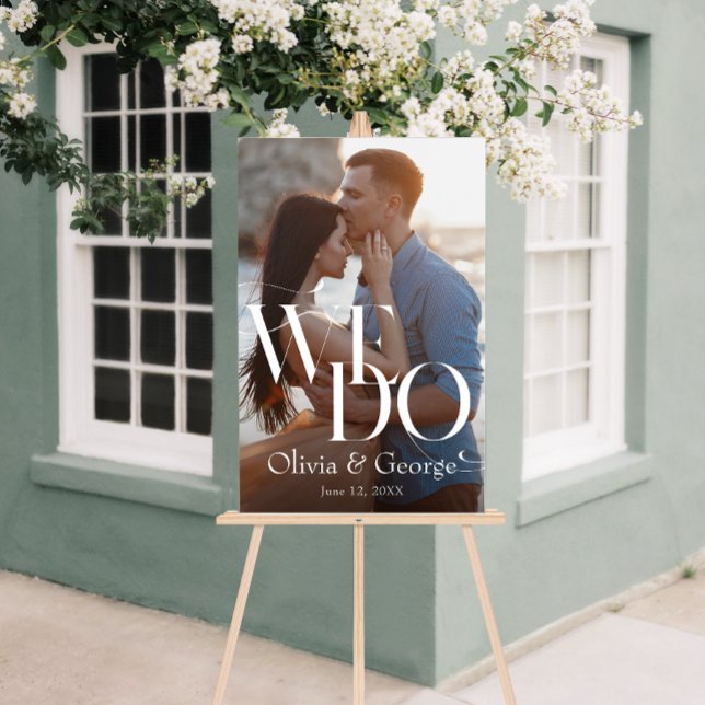 Panneau de bienvenue en acrylique pour mariage de  (Modern Photo Wedding We Do Acrylic Welcome Sign)
