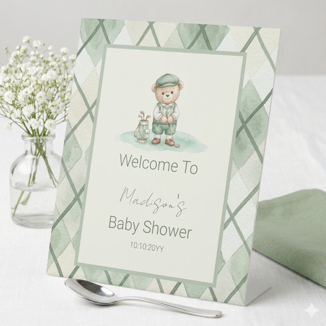 Panneau de Bienvenue Golf Sage Vert Baby Shower (Créateur téléchargé)
