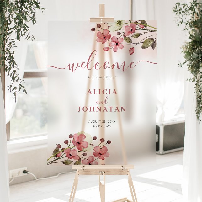 Panneau de bienvenue mariage à l'aquarelle rose vi (Créateur téléchargé)