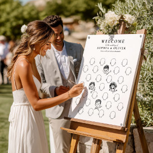 Panneau de Bienvenue Mariage Livre d'Or Dessinez V