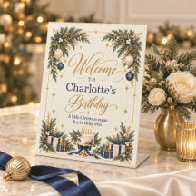 Panneau de bienvenue Navy Gold Noël Anniversaire s