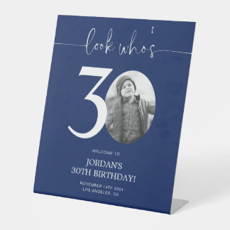 Panneau de bienvenue pour 30e anniversaire bleu |