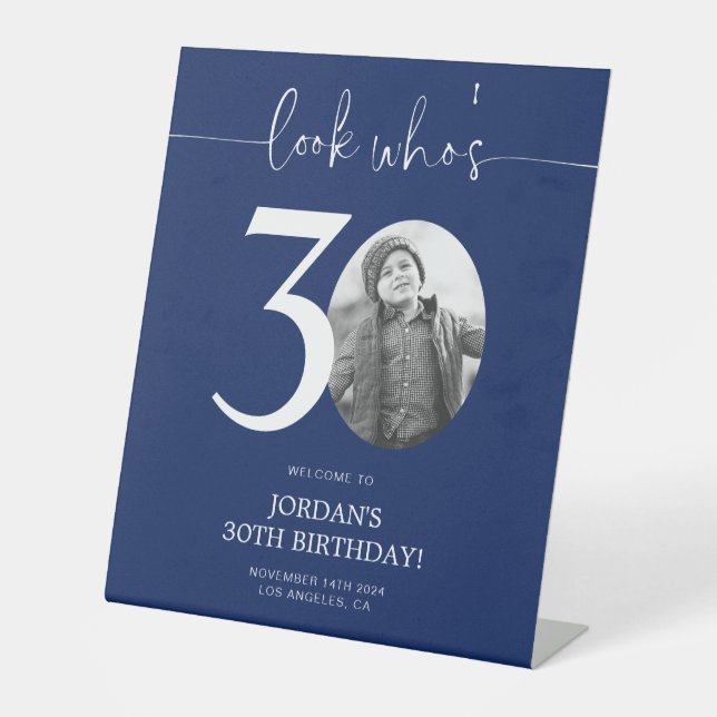 Panneau de bienvenue pour 30e anniversaire bleu |  (Recto)