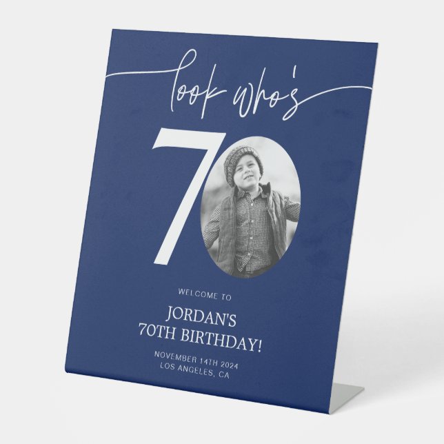 Panneau de bienvenue pour 70e anniversaire Bleu |  (Recto)