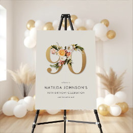 Panneau de bienvenue pour 90e anniversaire floral
