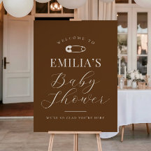 Panneau de bienvenue pour Baby Shower Chic Marron