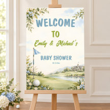Panneau de bienvenue pour Baby Shower de golf aqua