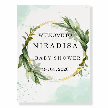 Panneau de bienvenue pour Baby Shower Elegant Gree