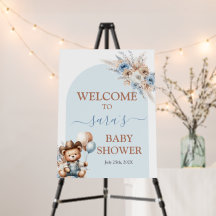 Panneau de bienvenue pour bébé cow-boy ours Fête p