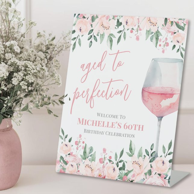 Panneau de bienvenue pour fête d'anniversaire flor (Wine Floral Birthday Party Welcome Sign )