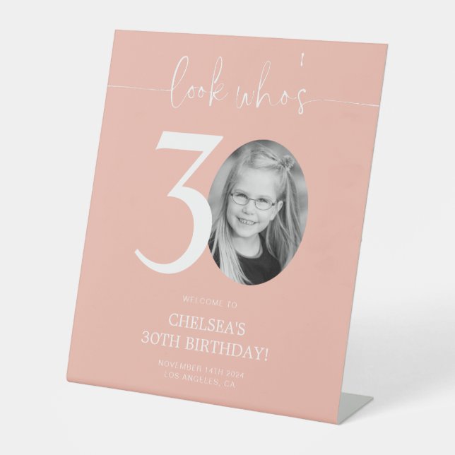 Panneau de bienvenue pour les 30 ans rose | Regard (Recto)